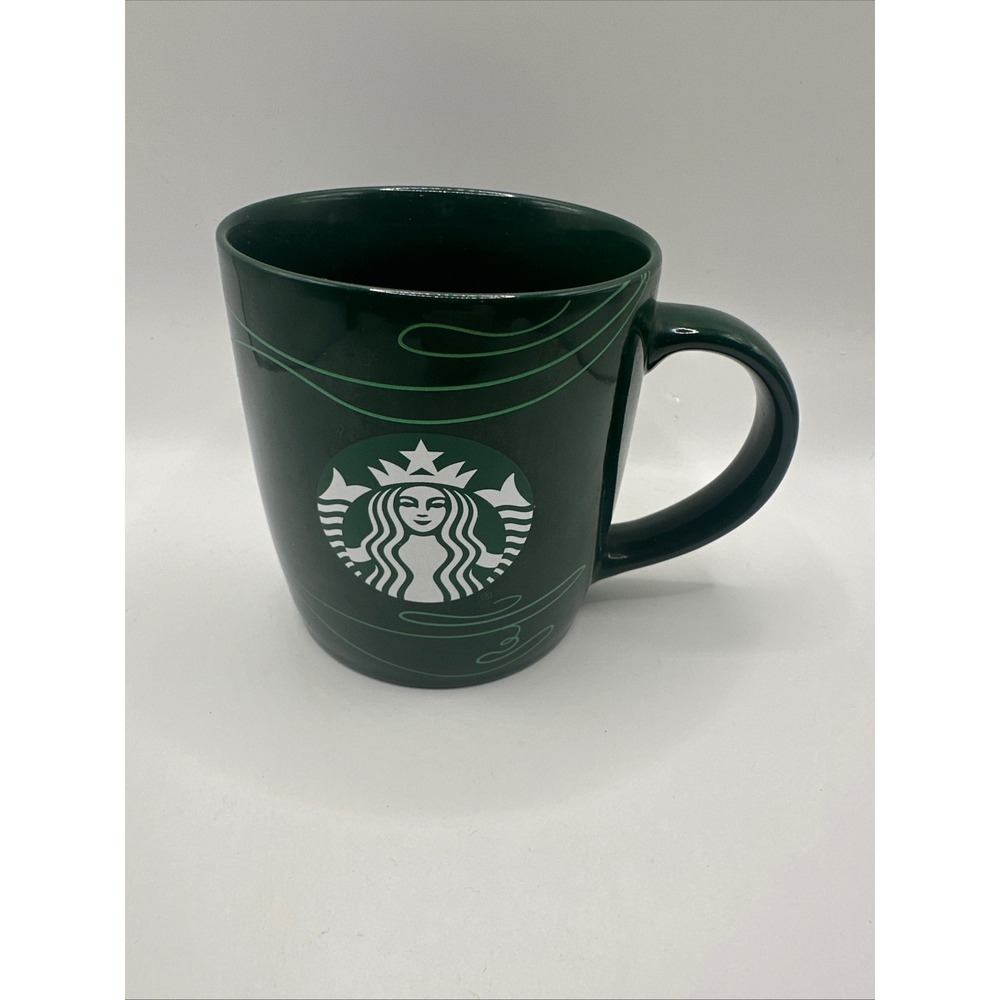 Starbucks 2020 Forest Green‎ Siren Logo Ceramic Coffee Mug 12oz Swirl Design
